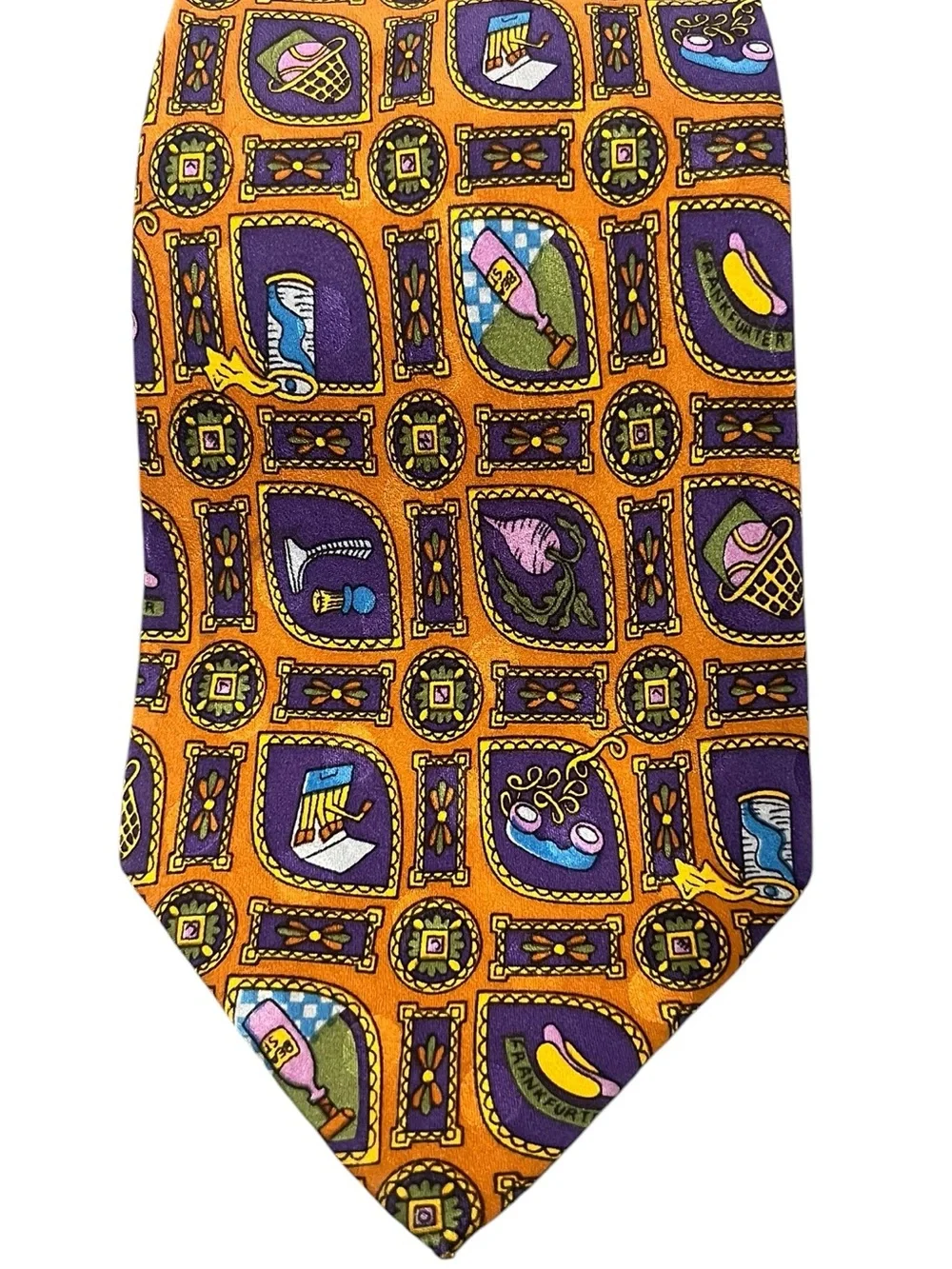 Vintage 90s Nicole Miller Silk Necktie Abstract Pattern Designer Tie 58” x 3.5”